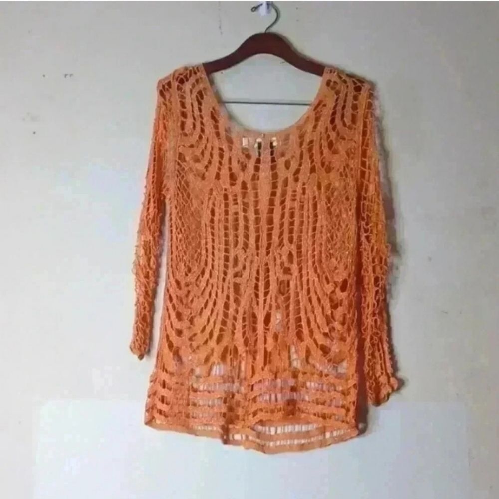 Urban mango Chic Orange Crochet Top
